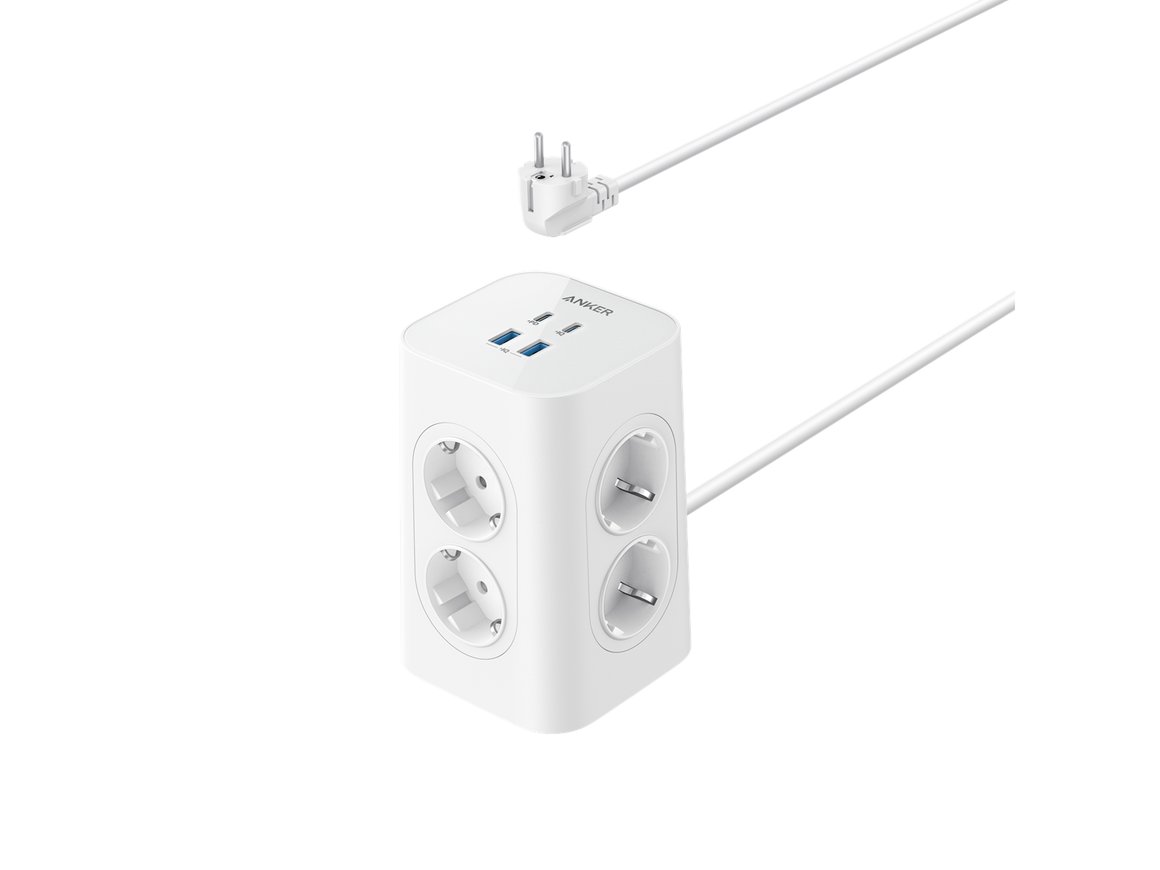 Anker Fjöltengi með 8 tengla, 2xUSB-A og 2xUSB-AC 20W