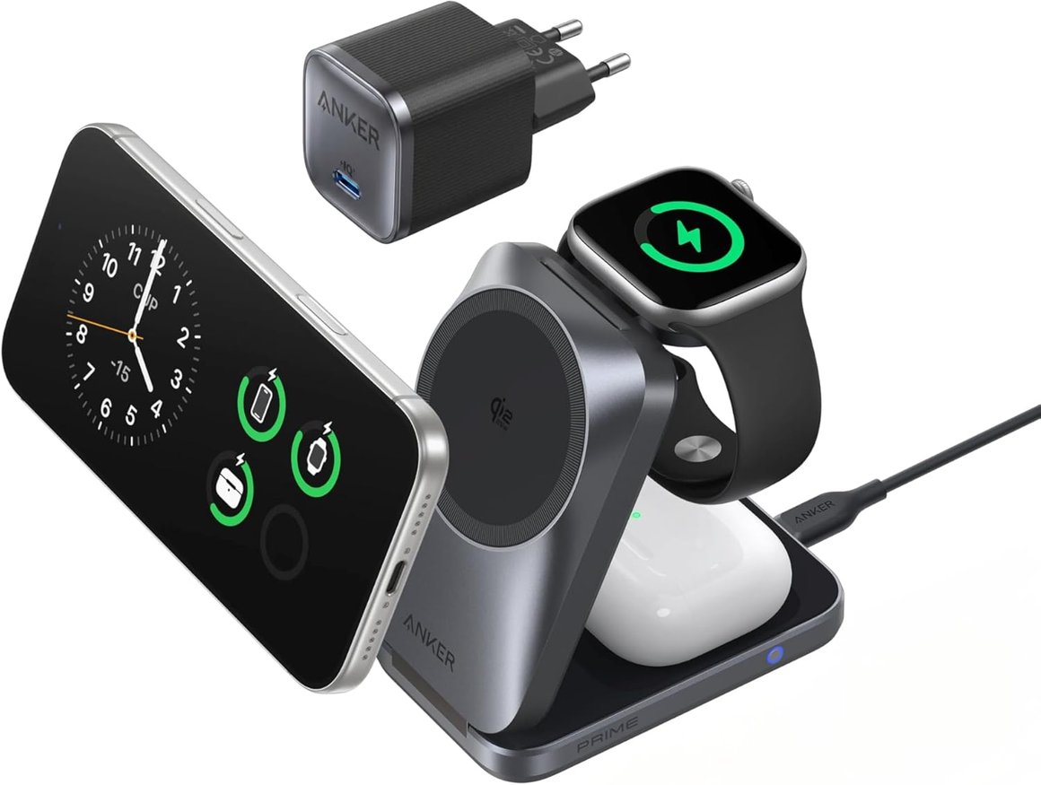 Image of Anker Prime MagGo 3 í 1 samanbrjótanleg hleðslustöð