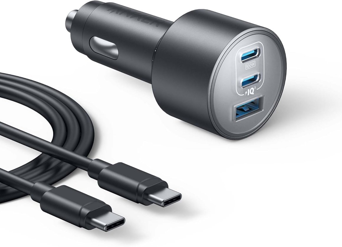 Anker USB hleðslutæki í bíl 167,5W og fylgir 1m kapall