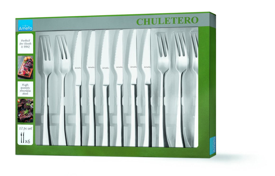 Amefa Steikarhnífapör 12stk sett Chuletero í kassa