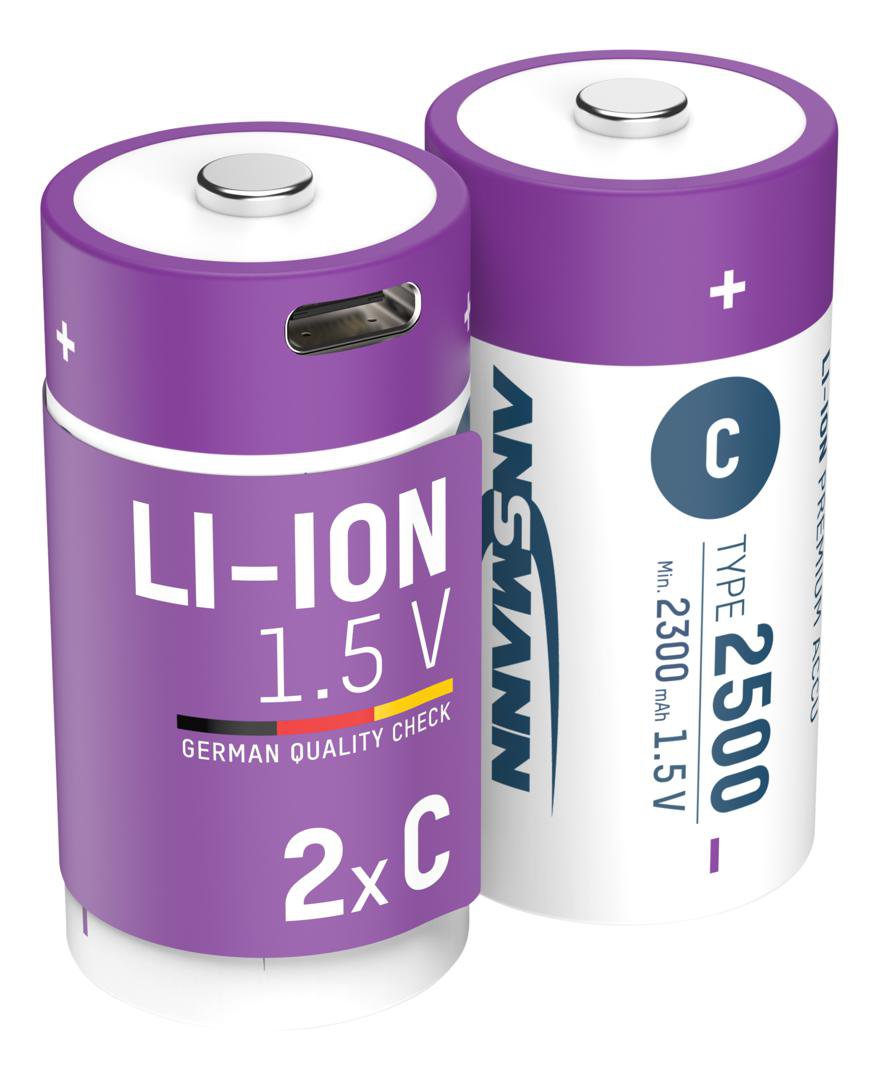 Ansmann C Lithium hleðslurafhlöður með hleðslusnúru 2stk