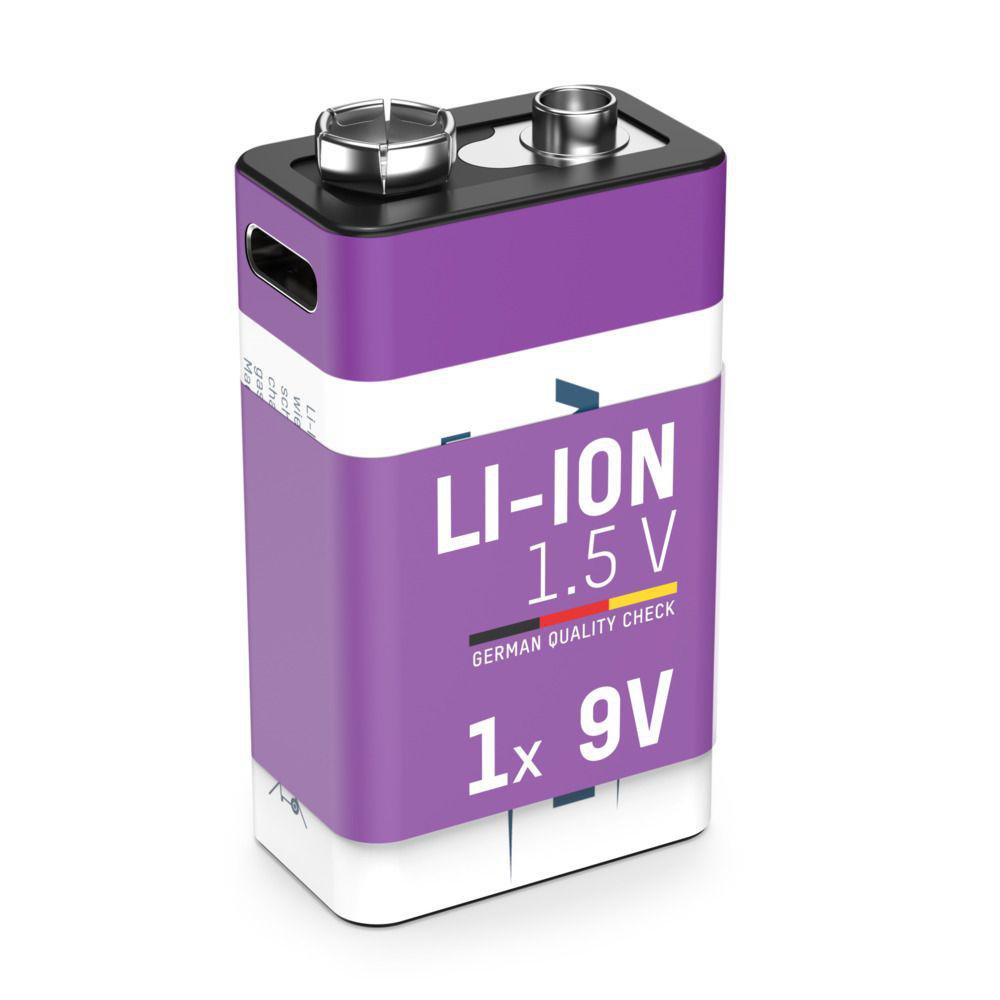 Ansmann 9V Lithium hleðslurafhlaða með hleðslusnúru