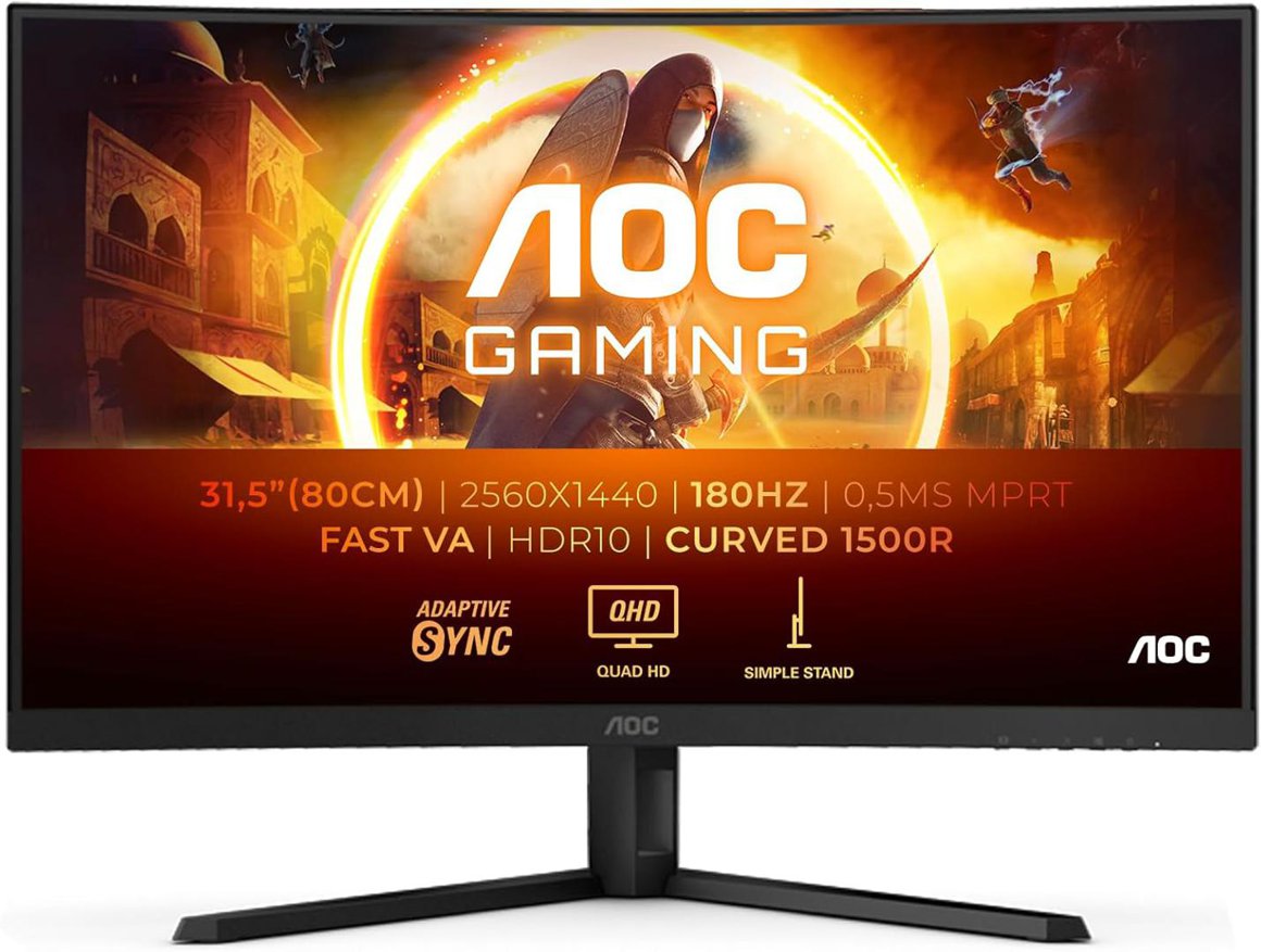 Image of AOC CQ32G4VE 32" QHD 180Hz VA bogadreginn tölvuskjár