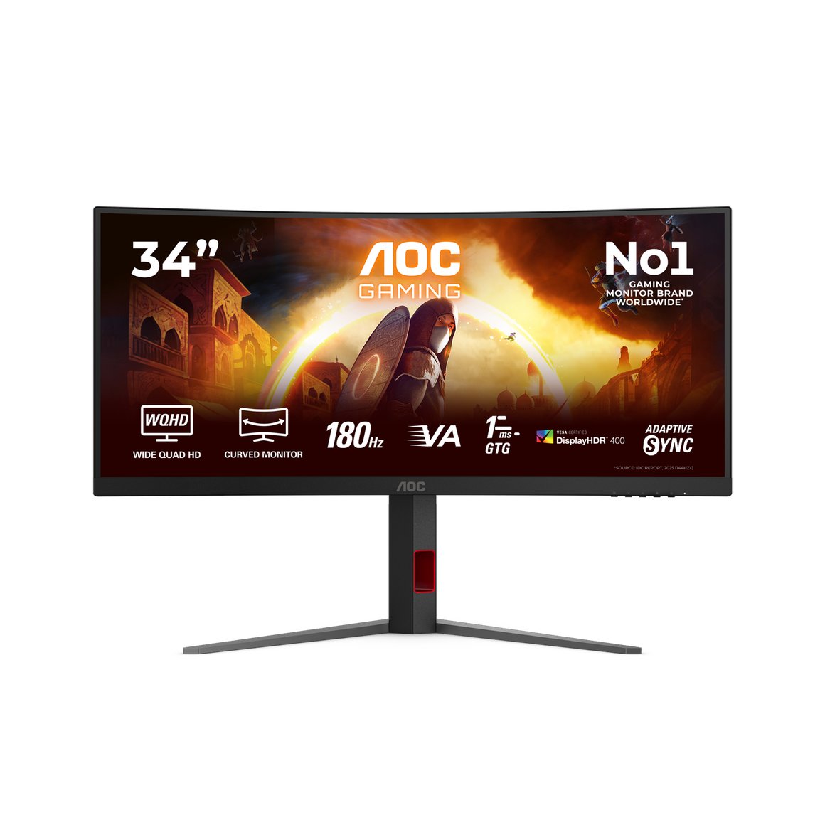 Image of AOC 34" WQHD bogadreginn 180Hz leikjaskjár USB-C PD 90W