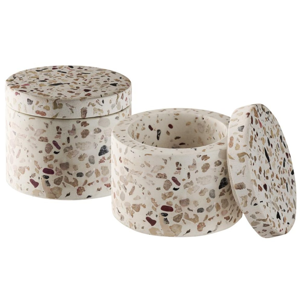 Image of APS Krukka með loki 2stk steinn ö6cm h:5cm Terrazzo