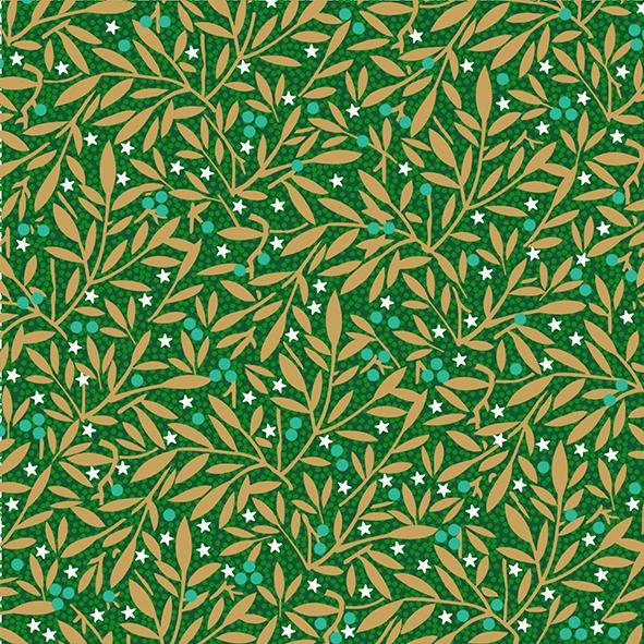 Image of Braun Company Servíettur 3laga 20stk 33x33cm Leaves Berr smaragd