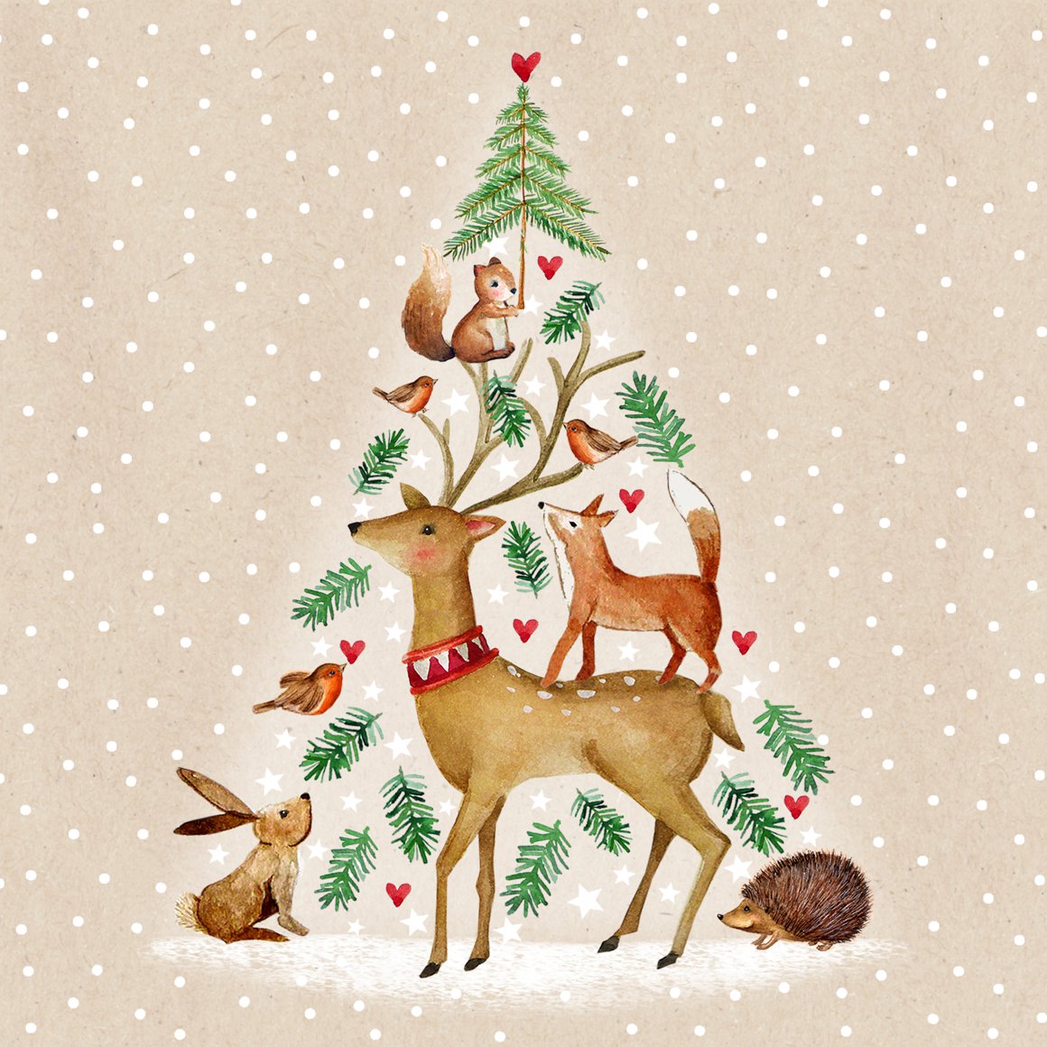 Image of Braun Company Servíettur 3laga 20stk 33x33cm Animal Tree