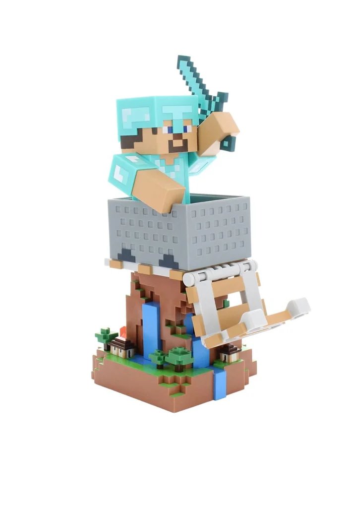Cable Guys Minecraft: Steve í demantsbrynju standur fyrir fjarstýringar og síma