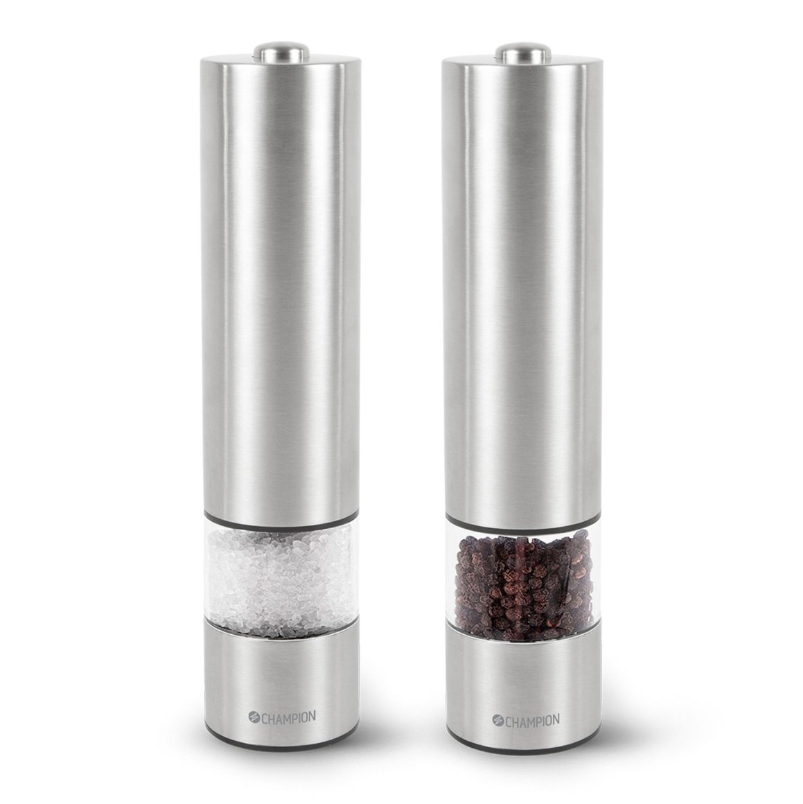 Champion Rafknúin salt & piparkvörn stál