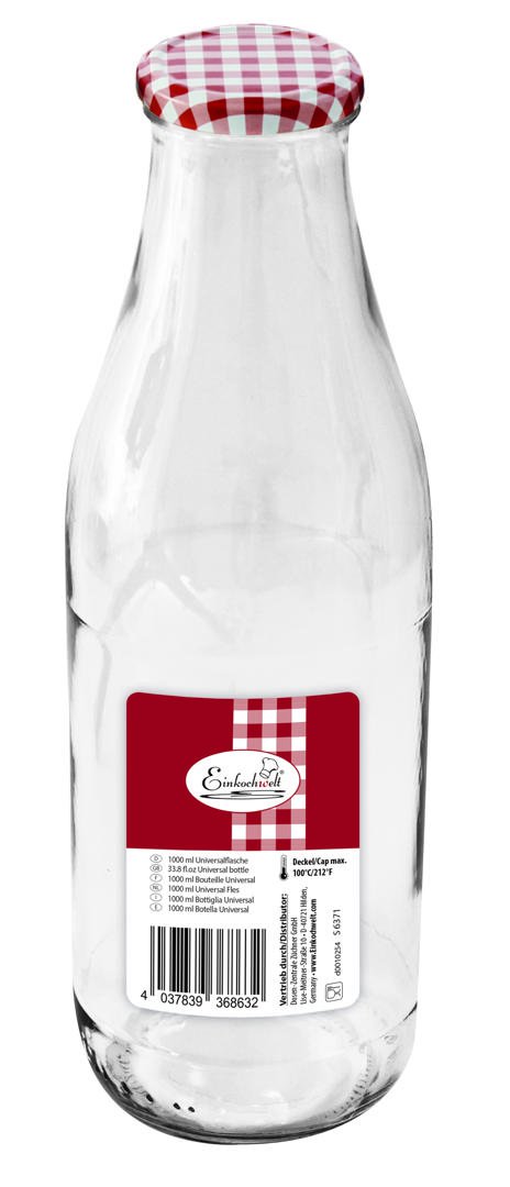 Einkochwelt Flaska 1000ml m/skrúfuðum tappa