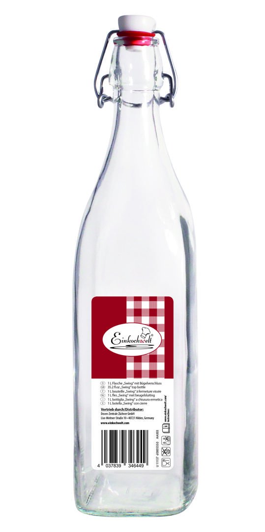 Einkochwelt Flaska 1000ml m/smeltum tappa