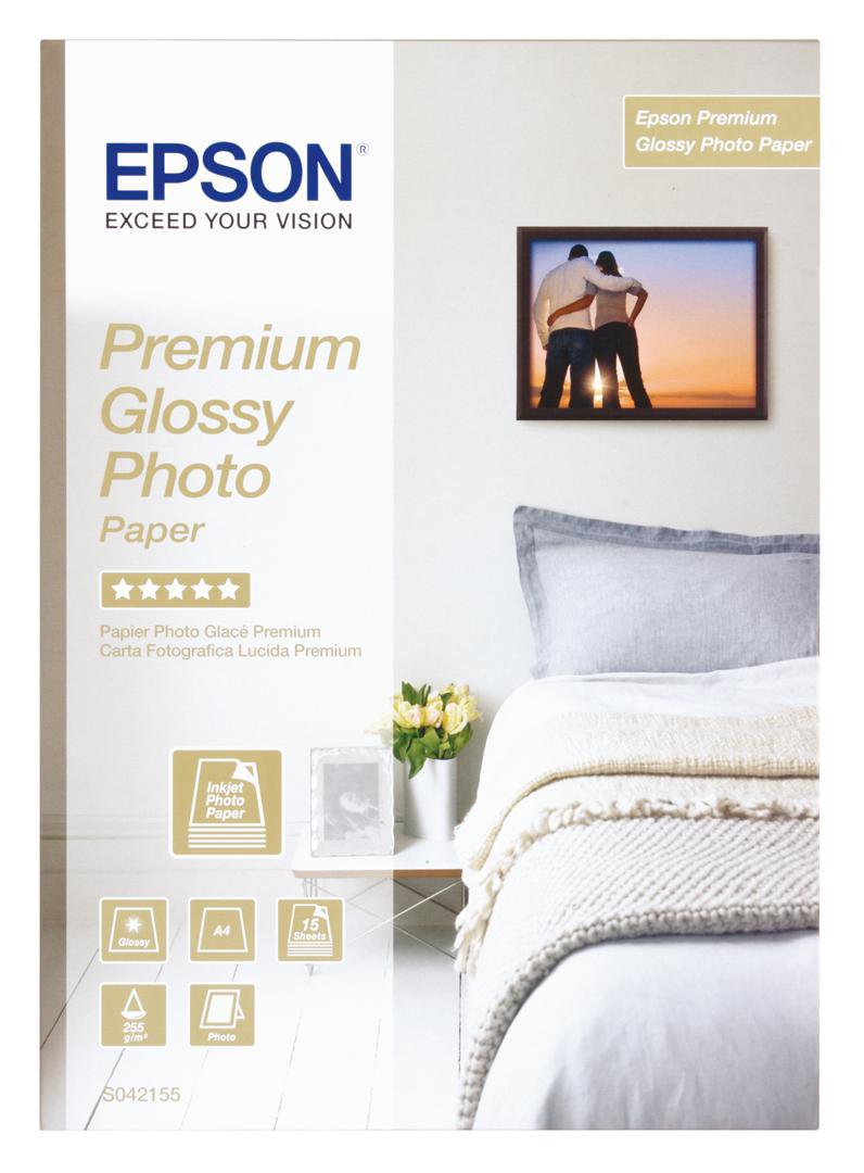 Epson A4 Premium Glossy PhotoPaper 15 arkir - 255gr/m²