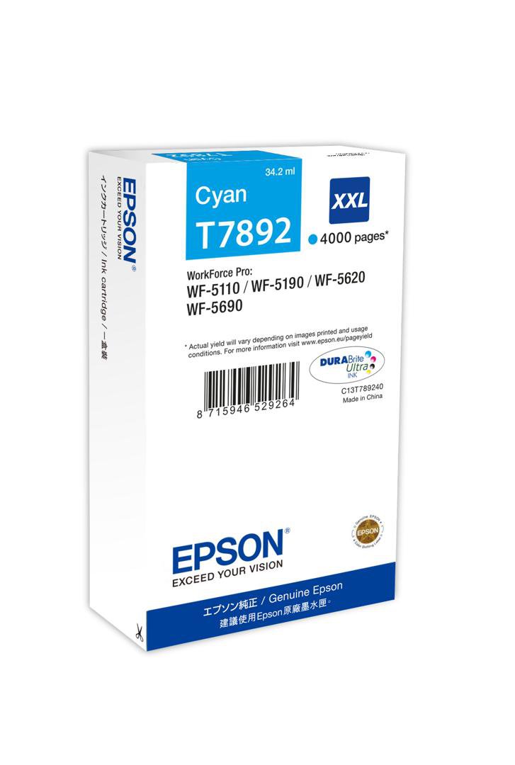 Image of Epson WF T7892 Cyan/Blátt Blek - 4000 bls - 34ml