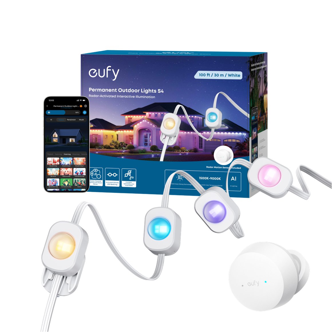 Eufy Permanent S4 ljós til nota utandyra með Radar 30m