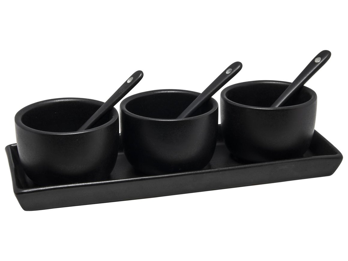 Image of Hit Skálar á bakka sett 7stk matt black 