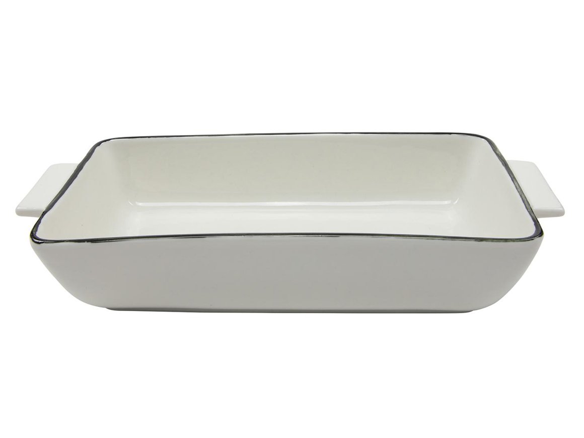 Image of Hit Fat með höldum 23x11cm hvítt með svartri rönd