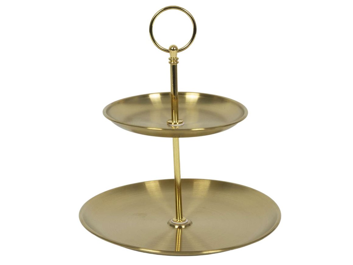 Image of Hit Diskur 2ja hæða Ø14/20cm h:20cm metal gold