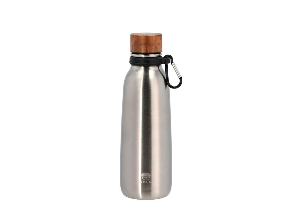 Holm Vatnsflaska 700ml stál með viðar tappa