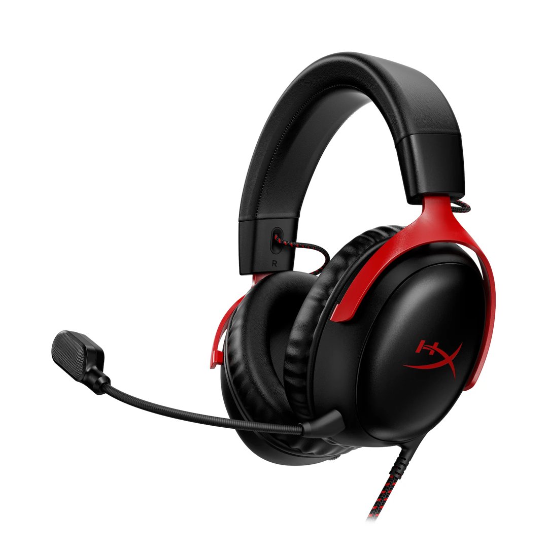 Image of HyperX Cloud III leikjaheyrnartól, svört og rauð
