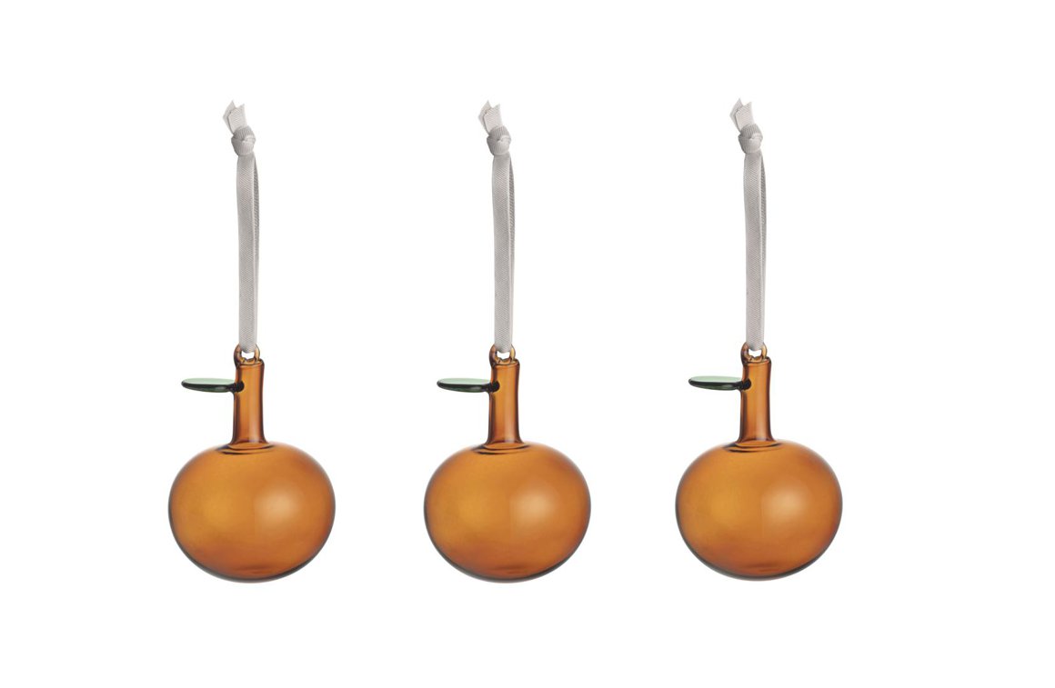 iittala OIVA TOIKKA epli 3stk upphengi gler brown