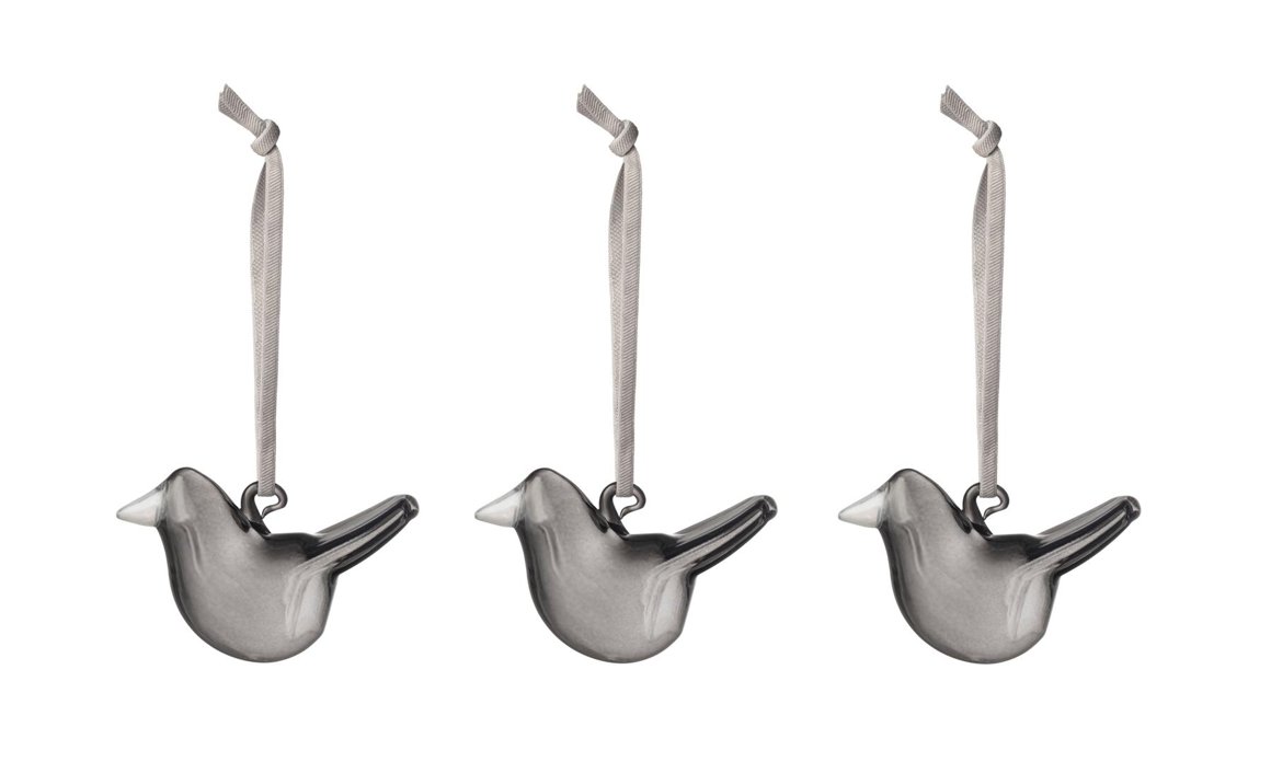 iittala OIVA TOIKKA fuglar 3stk upphengi mini grey
