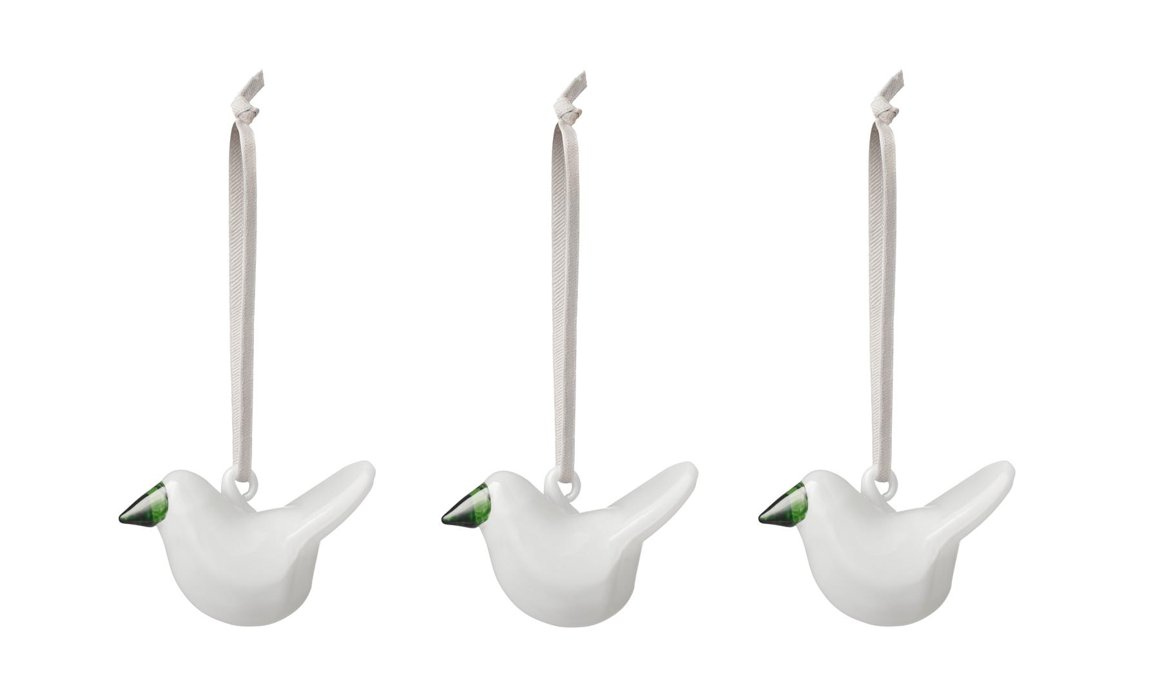 iittala OIVA TOIKKA fuglar 3stk upphengi mini white