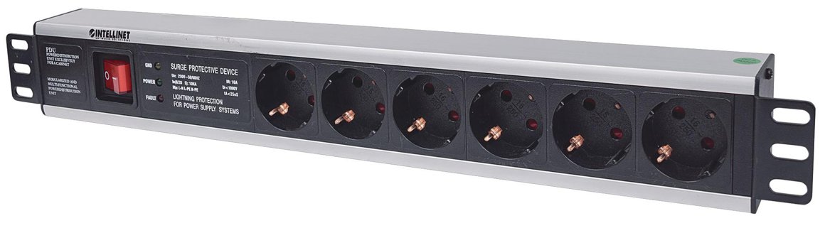 Intellinet 6 tengja Fjöltengi fyrir 19"Rackmount með Surge 1.5U