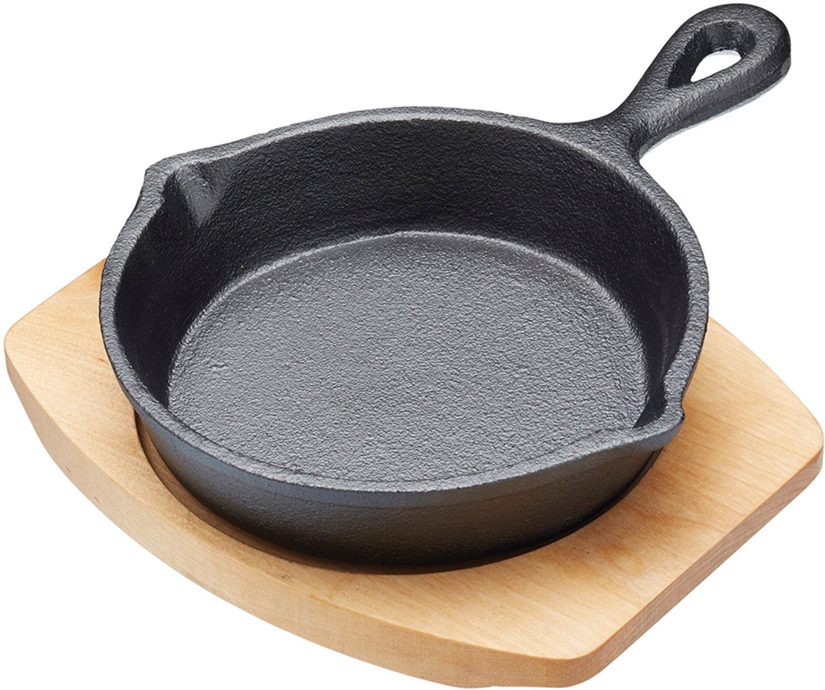 Image of KitchenCraft Artesá panna pottjárn svört m/tréplatta 20cm 
