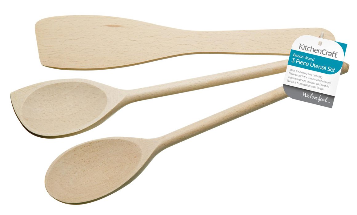 Image of Kitchencraft skeið spaði sleikja tré sett 3stk
