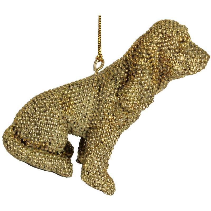 Image of Kersten Jólaskraut upphengi sitjandi hundur 8,6cm gold