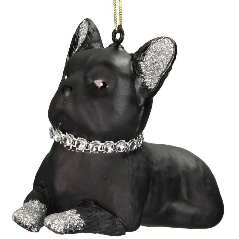 Kersten Jólaskraut upphengi hundur gler 9,8cm black