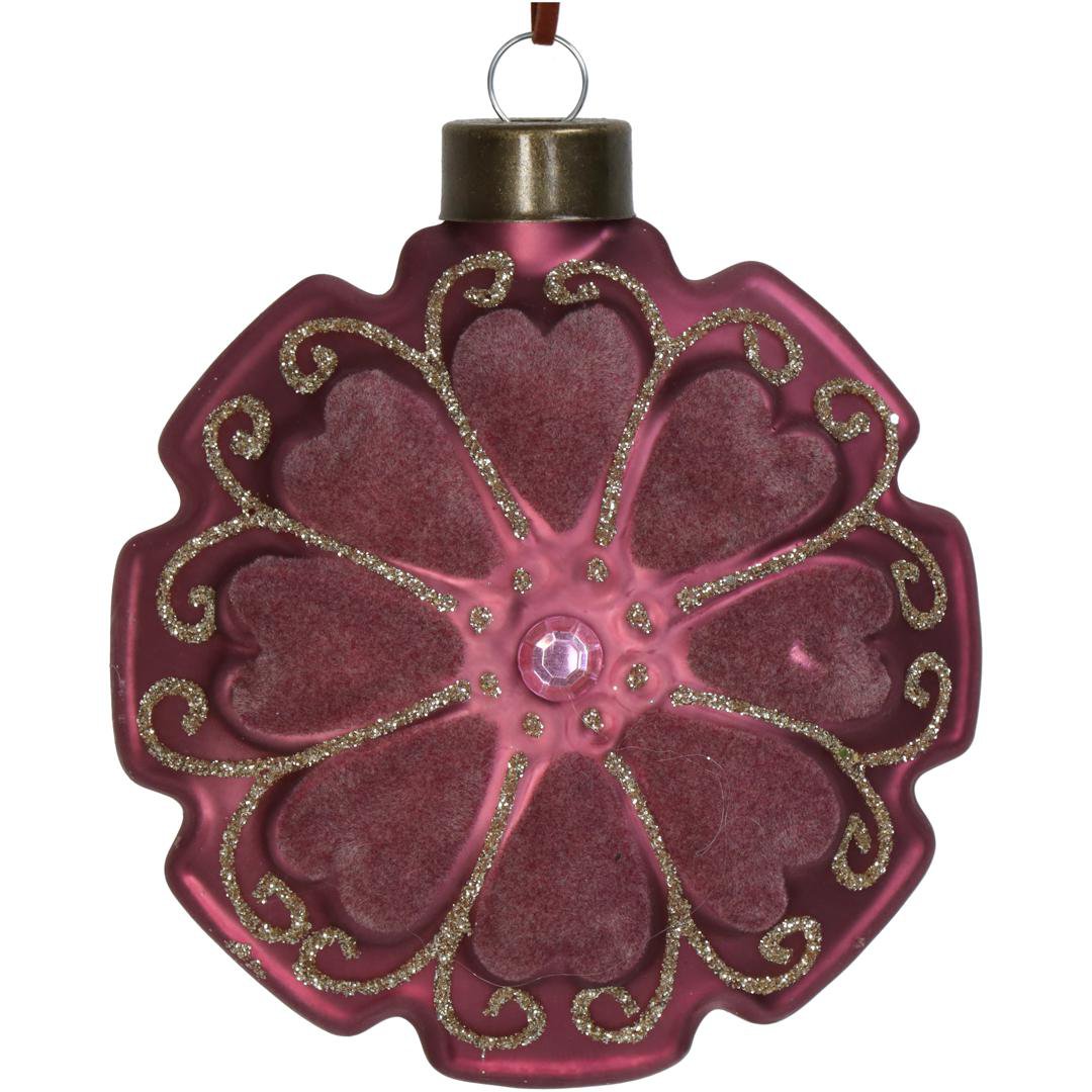Kersten Jólaskraut upphengi blóm mauve gler/velvet 10cm