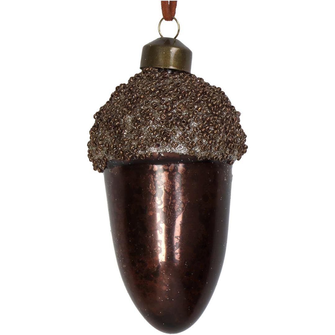 Kersten Jólaskraut upphengi hneta gler brown 10cm