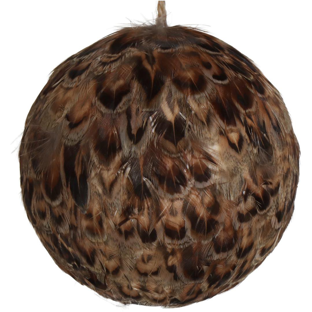 Image of Kersten Jólaskraut upphengi fugl fjaðrir brown 10cm