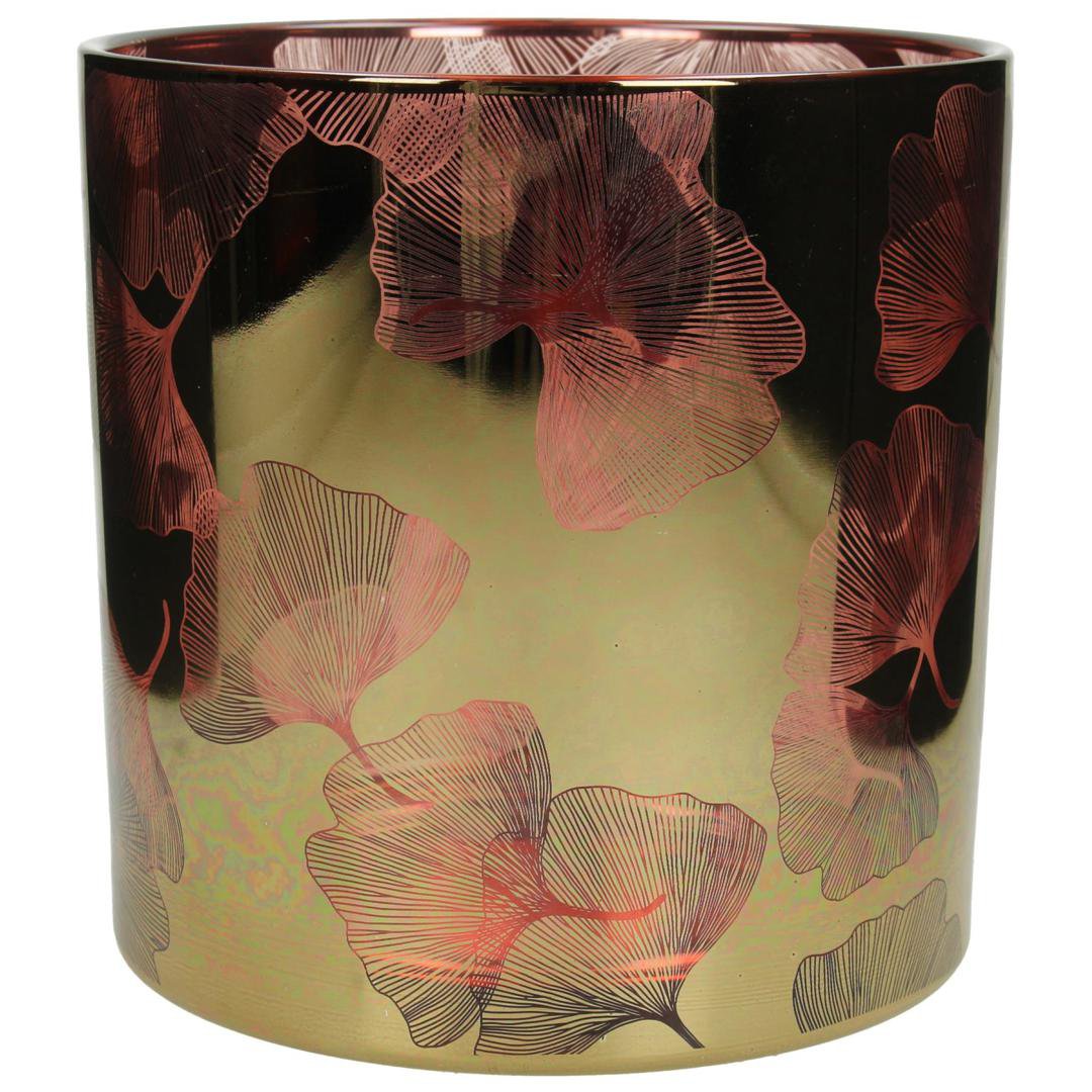 Kersten Kertastjaki gler með laufblöðum 15x15x15cm pink