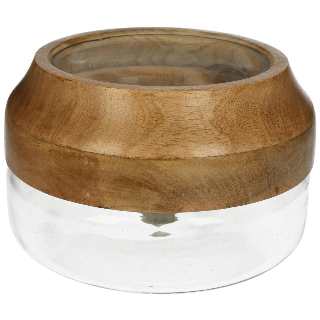 Image of Kersten Vasi gler með viðar rönd 23x23x13.5cm clear