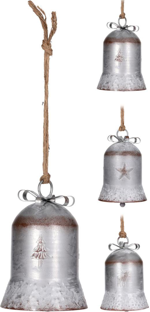 Image of Jólabjalla upphengi með snæri 14x21cm silver