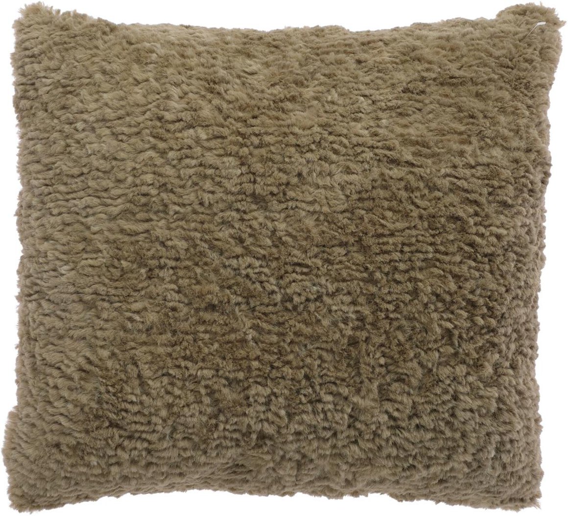 Image of Púði 45x45cm loðinn teddy green 