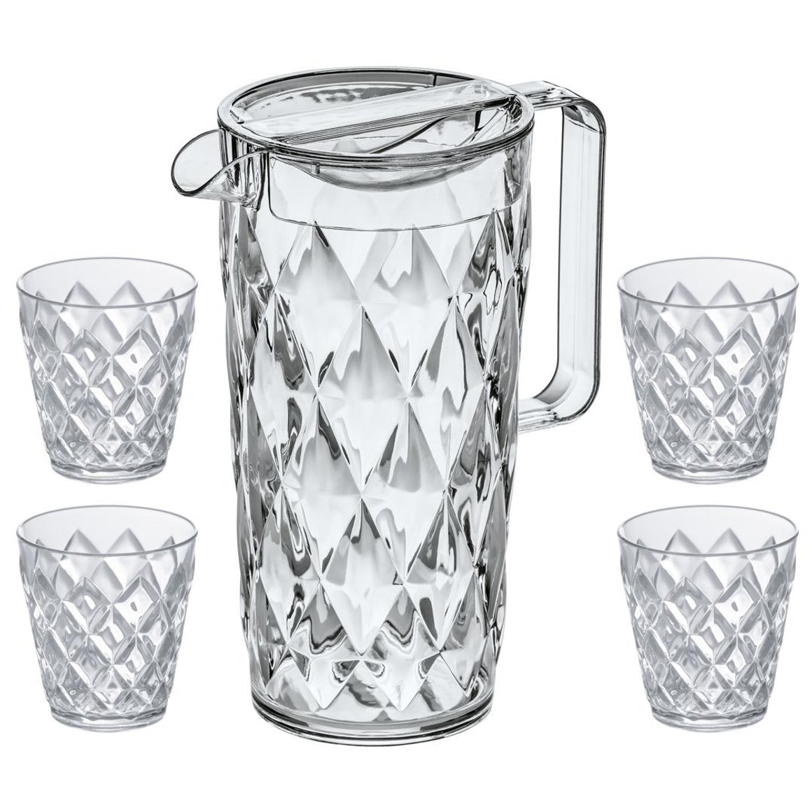Koziol Kanna 1,6L og 4 glös 250ml Crystal