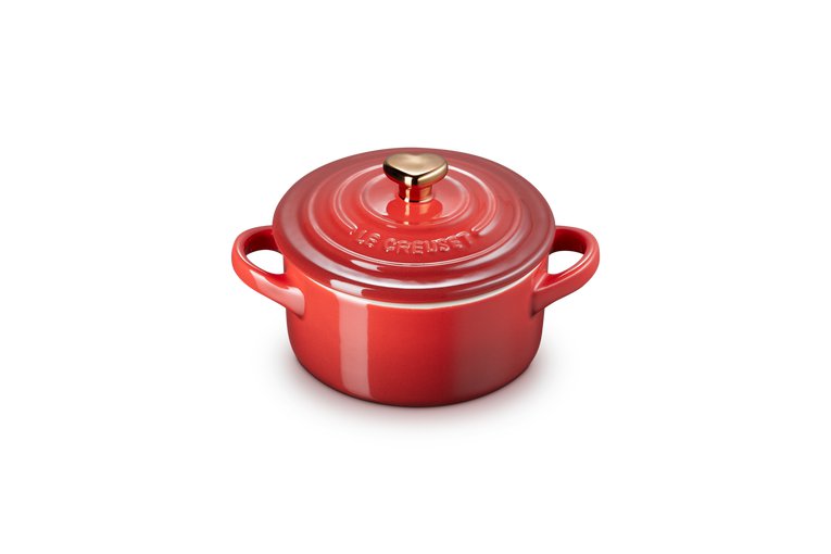 Le Creuset Mini pottur 10cm gull hnúður Cerise
