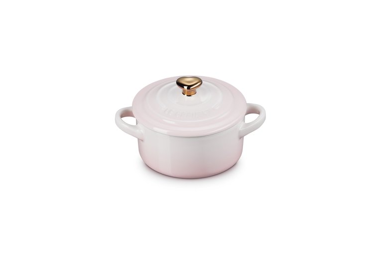 Le Creuset Mini pottur 10cm gull hnúður Shell Pink