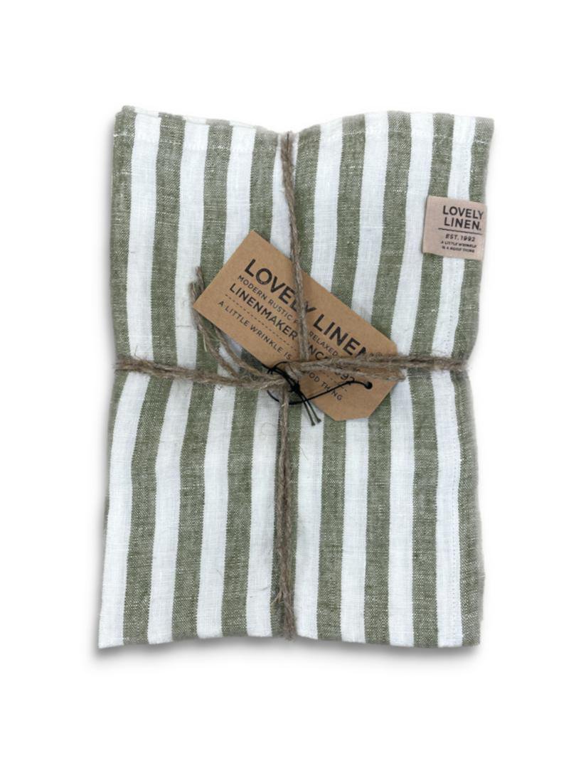 Lovely Linen Löber 47x150 röndótt jeep green