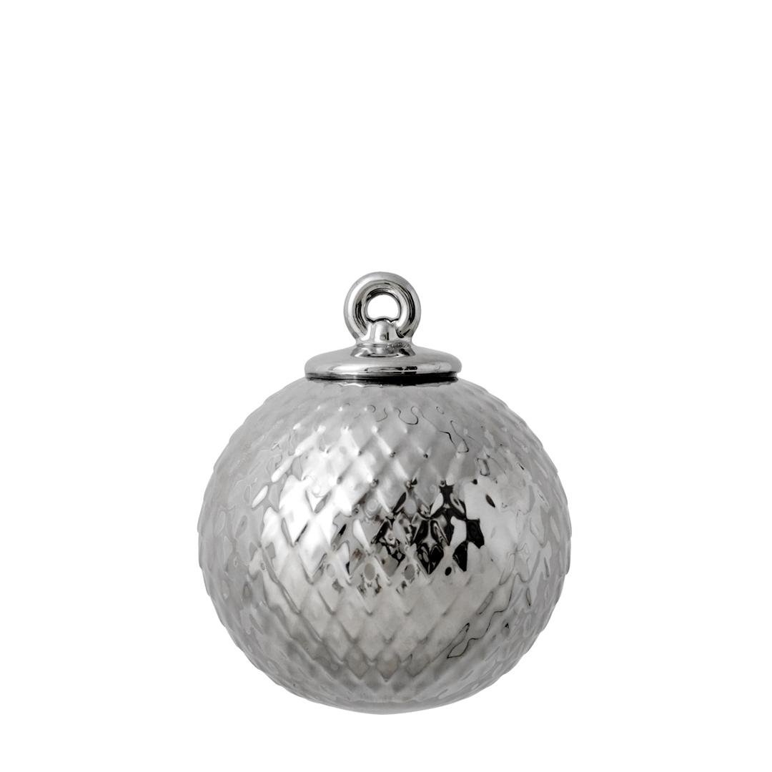 Image of Lyngby Porcelæn Rhombe kúla silfur 7 cm