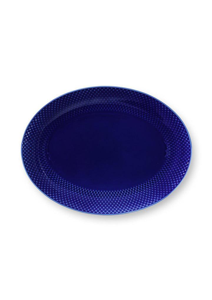 Image of Lyngby Porcelæn Rhombe framleiðslufat 35x26 dökk blátt