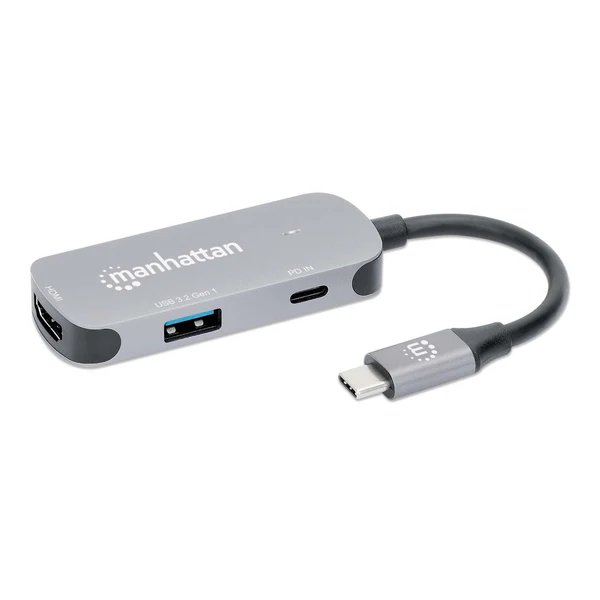 Manhattan USB-C í HDMI 3 í 1 breytistykki