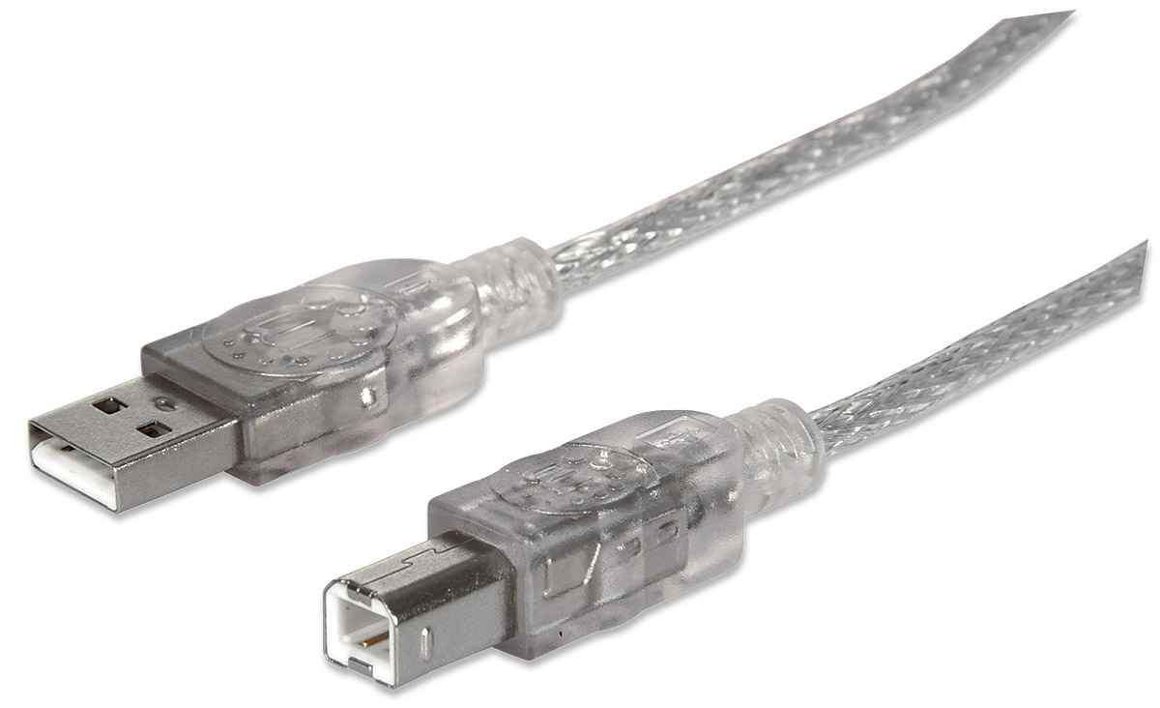 Manhattan USB2 A-B kapall 1,8m Silfur