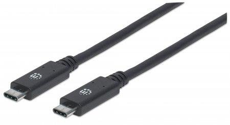 Manhattan USB-C í USB-C Kapall 1m Svartur,10 Gbps, 100W/5A