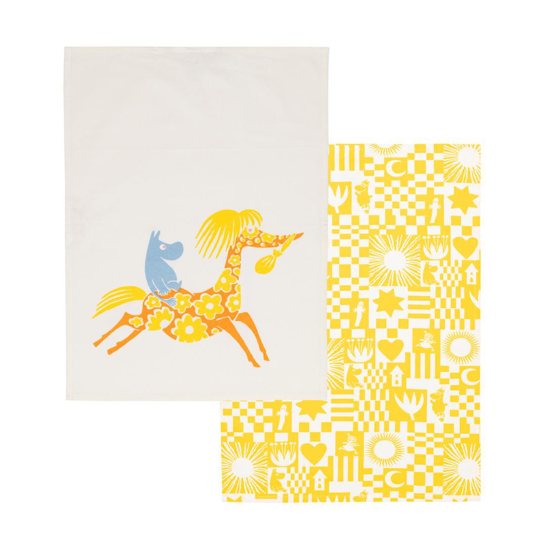 Moomin Viskastykki 50x70cm 2stk Moomin Party yellow