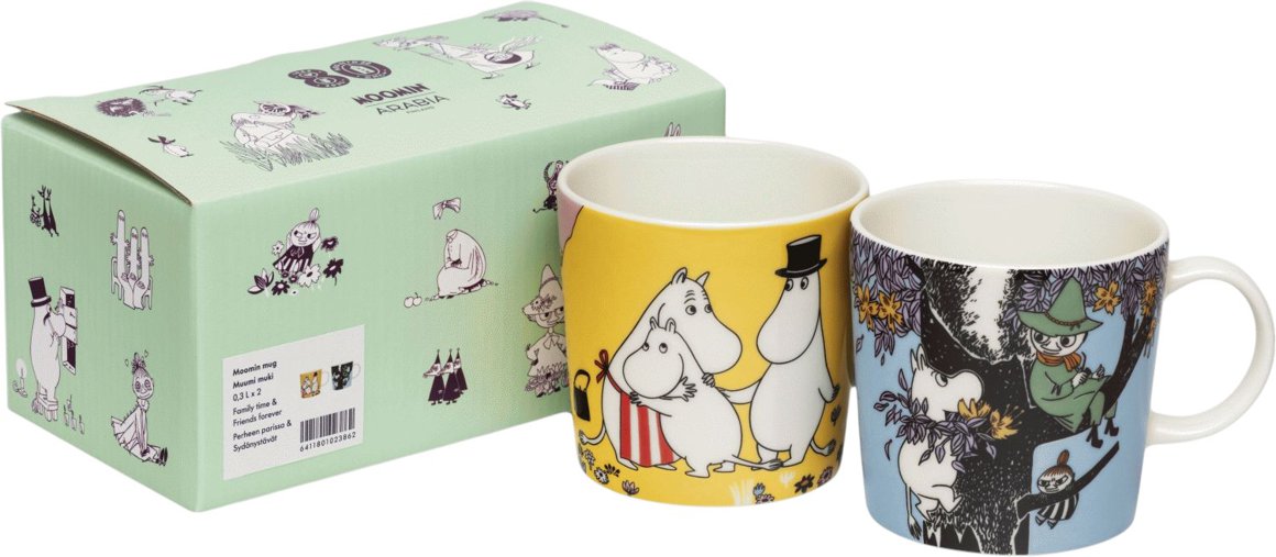 Image of Moomin Krúsir 0,3ltr 2stk sett FRIENDS FOREVER/FAMILY TIME