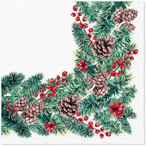 PAW Servíettur 3laga 20stk 25x25cm Winter Branches